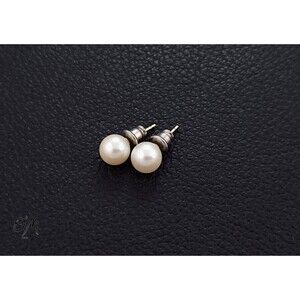 Faux Ivory Pearl 7mm Earrings - Vintage